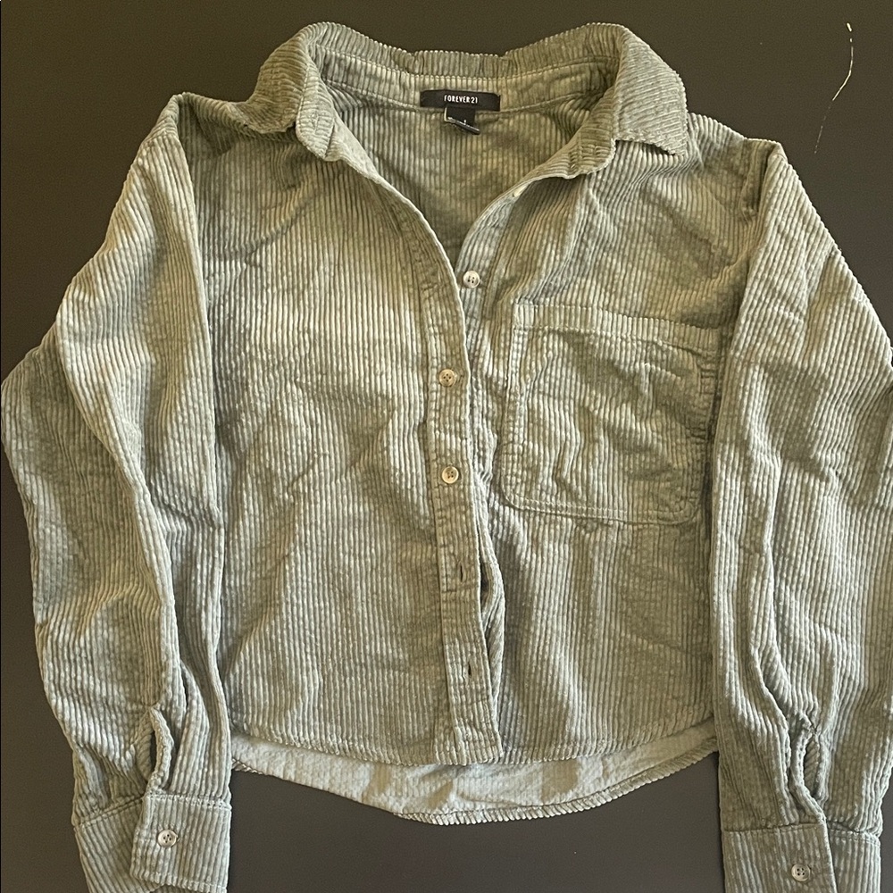Forever 21 Sage Corduroy Button-Up